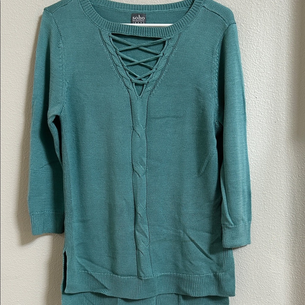 Soho Turquoise V-Neck Sweater